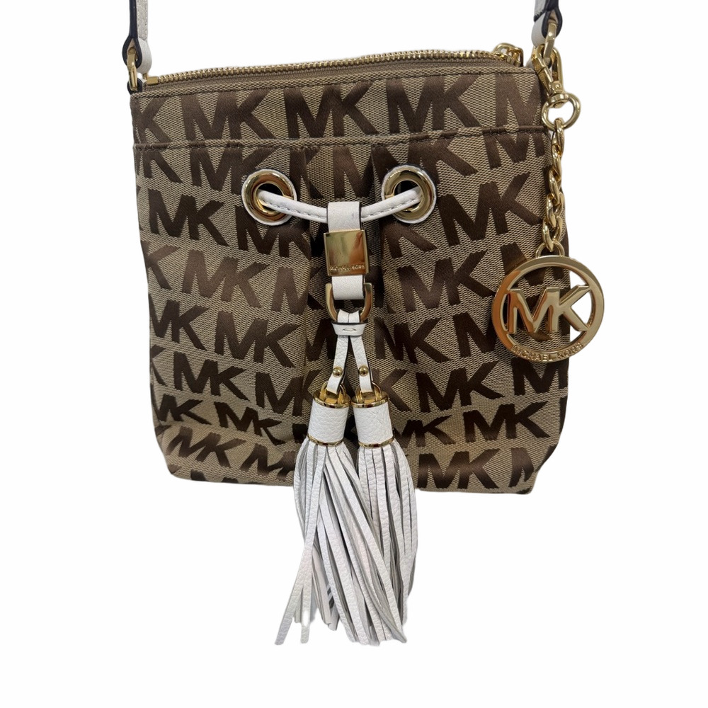Michael Kors Camden Signature Crossbody Bag - EUC White Tassels